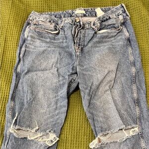 Good American Light Blue Distressed Boyfriend Jeans